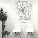 世界の都市MAP☆シール式ウォールステッカー 90×90cm wall sticker 地図 ストリートマップ street map world city都市地図 世界地図 050153 Osaka, Japan