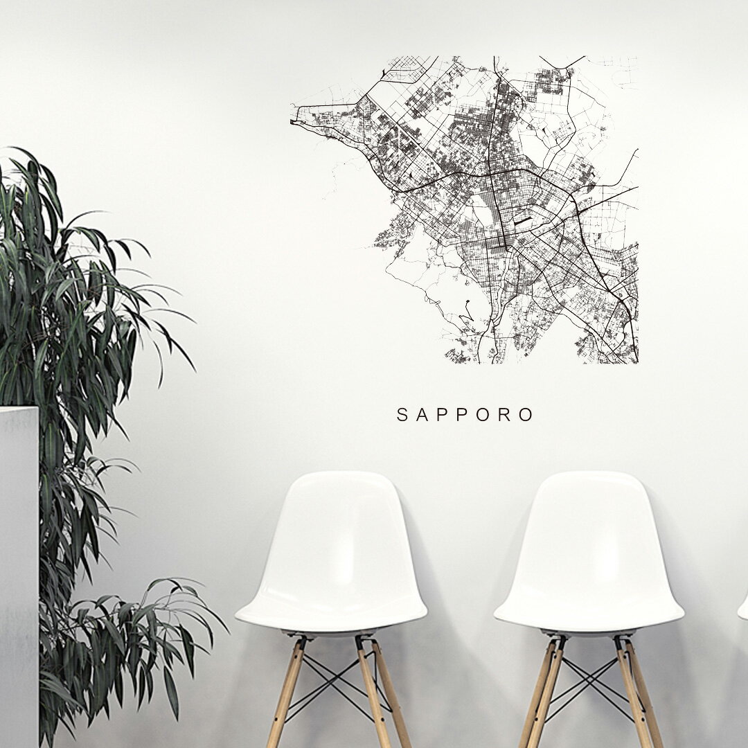 世界の都市MAP☆シール式ウォールステッカー 90 90cm wall sticker 地図 ストリートマップ street map world city都市地図 世界地図 050158 Sapporo Japan