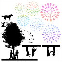 3sizeから選べる!夏☆シール式ウォールステッカー summer 夏休み 祭り 花火 動物 シルエット 飾り 装飾 おしゃれ 壁紙 剥がせる DIY プチリフォーム パーティ 賃貸 190×427mm 390×877mm 590×1327mm Ssize Msize Lsize 013042