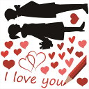 3sizeから選べる!バレンタイン☆シール式ウォールステッカー Valentine チョコ ハート love カップル 190×427mm 390×877mm 590×1327mm Ssize Msize Lsize 013101