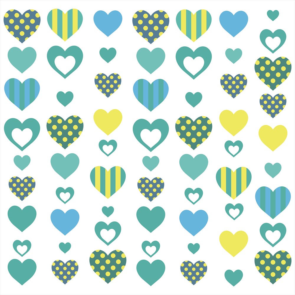 ホワイトデー☆ シール式ウォールステッカー ウォールステッカー 飾り 90×90cm 3月14日 ハート 青 緑 プレゼント whiteday 壁紙 はがせる 剥がせる カッティングシート wall sticker 雑貨 DIY 013633 ウォールステッカー