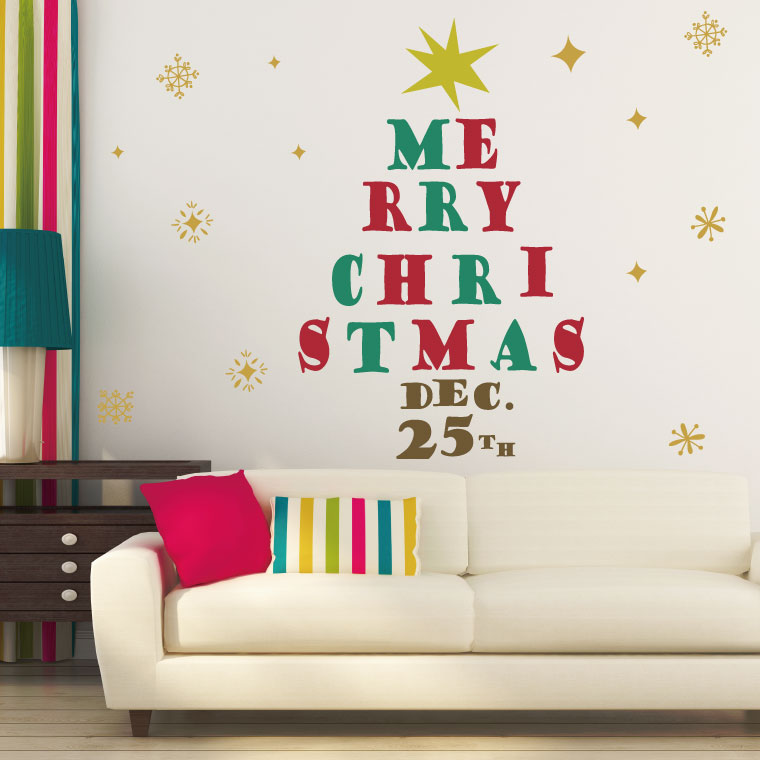 3sizeから選べる！ウォールステッカー 2025 クリスマス Christmas 飾り 190×427mm 390×877mm 590×1327mm Ssize Msize Lsize xmas 壁紙 はがせる クリスマス　英語　デコ　015041
