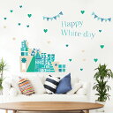 3sizeから選べる！ホワイトデー☆シール式ウォールステッカー 3月14日 ハート 青 緑 プレゼント whiteday 飾り 装飾 おしゃれ 壁紙 剥がせる DIY プチリフォーム パーティ 賃貸 190×427mm 390×877mm 590×1327mm Ssize Msize Lsize 015190