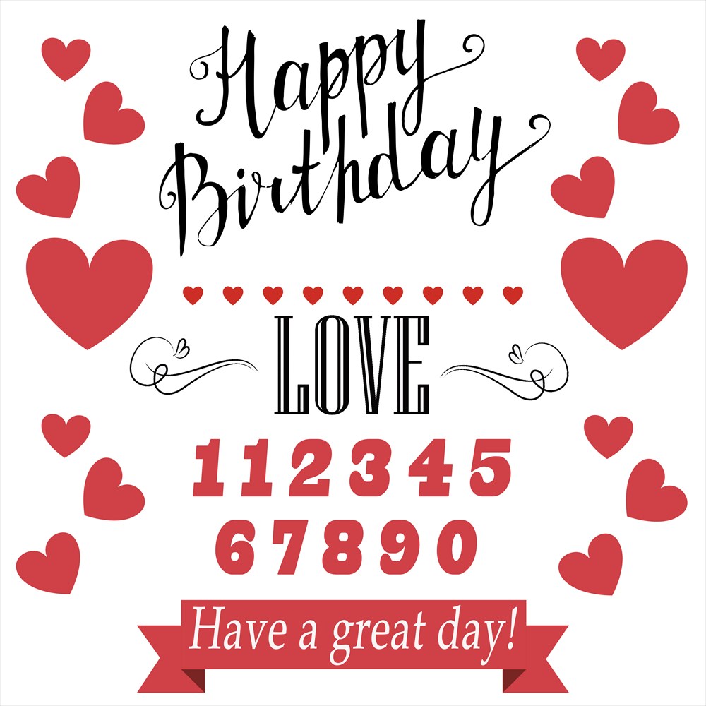 3sizeから選べる！誕生日☆シール式ウォールステッカー バースデー ハート ラブ 数字 飾り 装飾 おしゃれ 壁紙 剥がせる DIY プチリフォーム パーティ 賃貸 190×427mm 390×877mm 590×1327mm Ssize Msize Lsize 015216