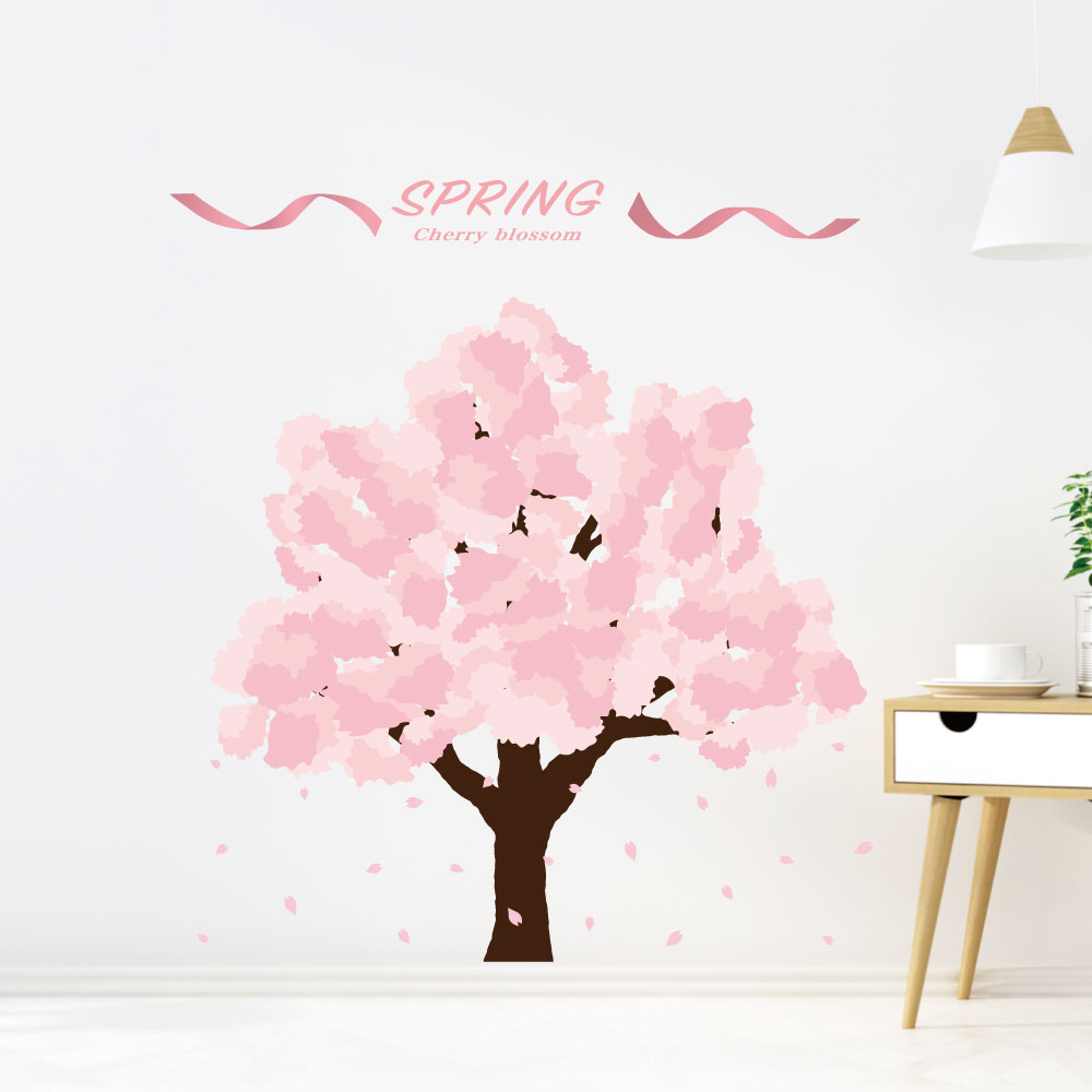 入園入学☆ シール式ウォールステッカー ウォールステッカー 飾り 90×90cm 春 spring 桜 梅 花 入園 入..
