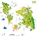 3sizeから選べる!地図☆シール式ウォールステッカー 世界地図 world map 大陸 動物 飾り 装飾 おしゃれ 壁紙 剥がせる DIY プチリフォーム ...