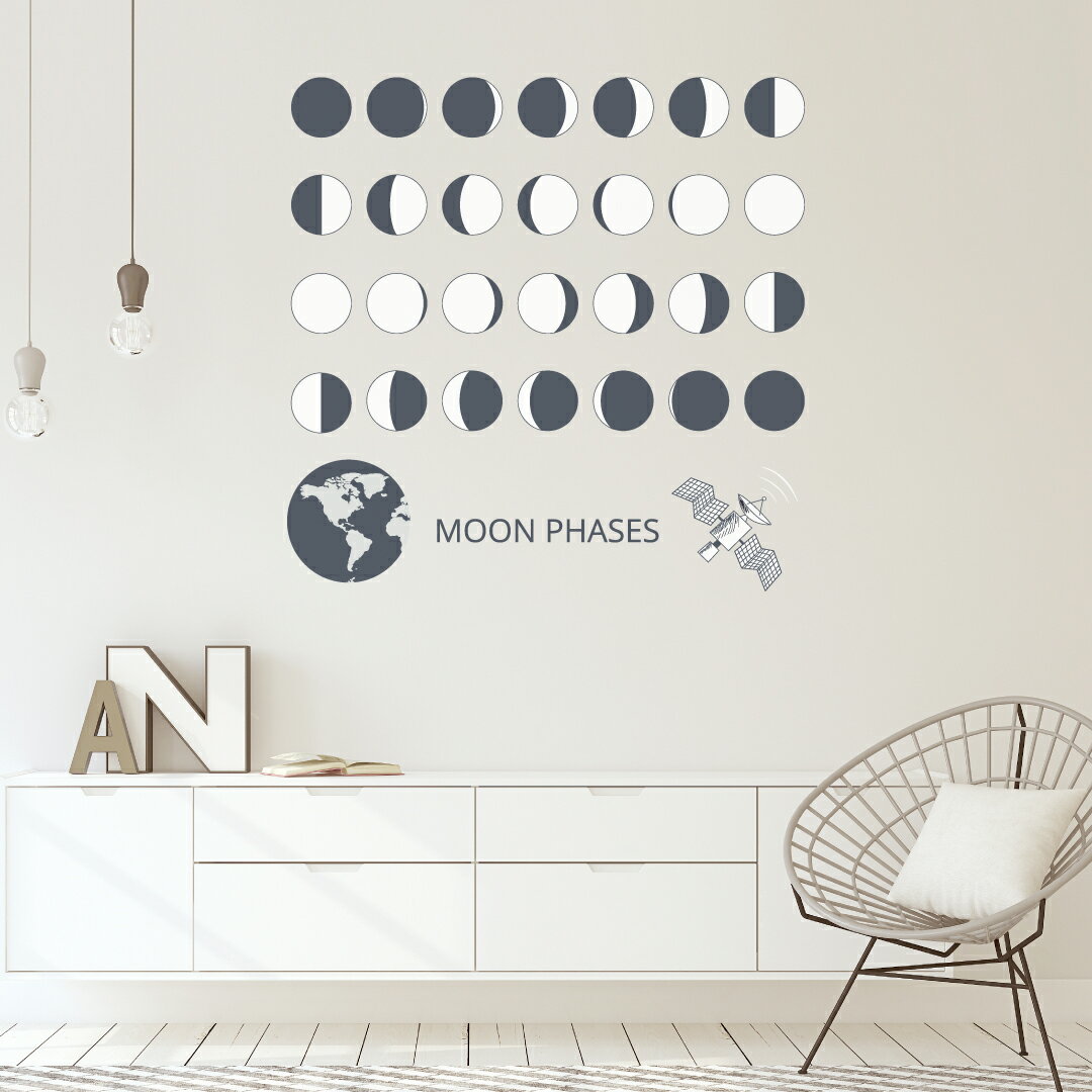宇宙・惑星☆ シール式ウォールステッカー宇宙・惑星☆ シール式ウォールステッカー ウォールステッカー 飾り 90×90cm プラネット 地球 アース 月 月の満ち欠け 太陽系 solar system 剥がせる カッティングシート wall sticker 雑貨 DIY 016109