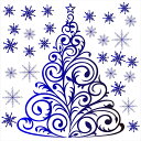 3sizeから選べる！ウォールステッカー 2023 クリスマス Christmas 飾り 190×427mm 390×877mm 590×1327mm Ssize Msize Lsize ブルー ツリー 雪の結晶 016690