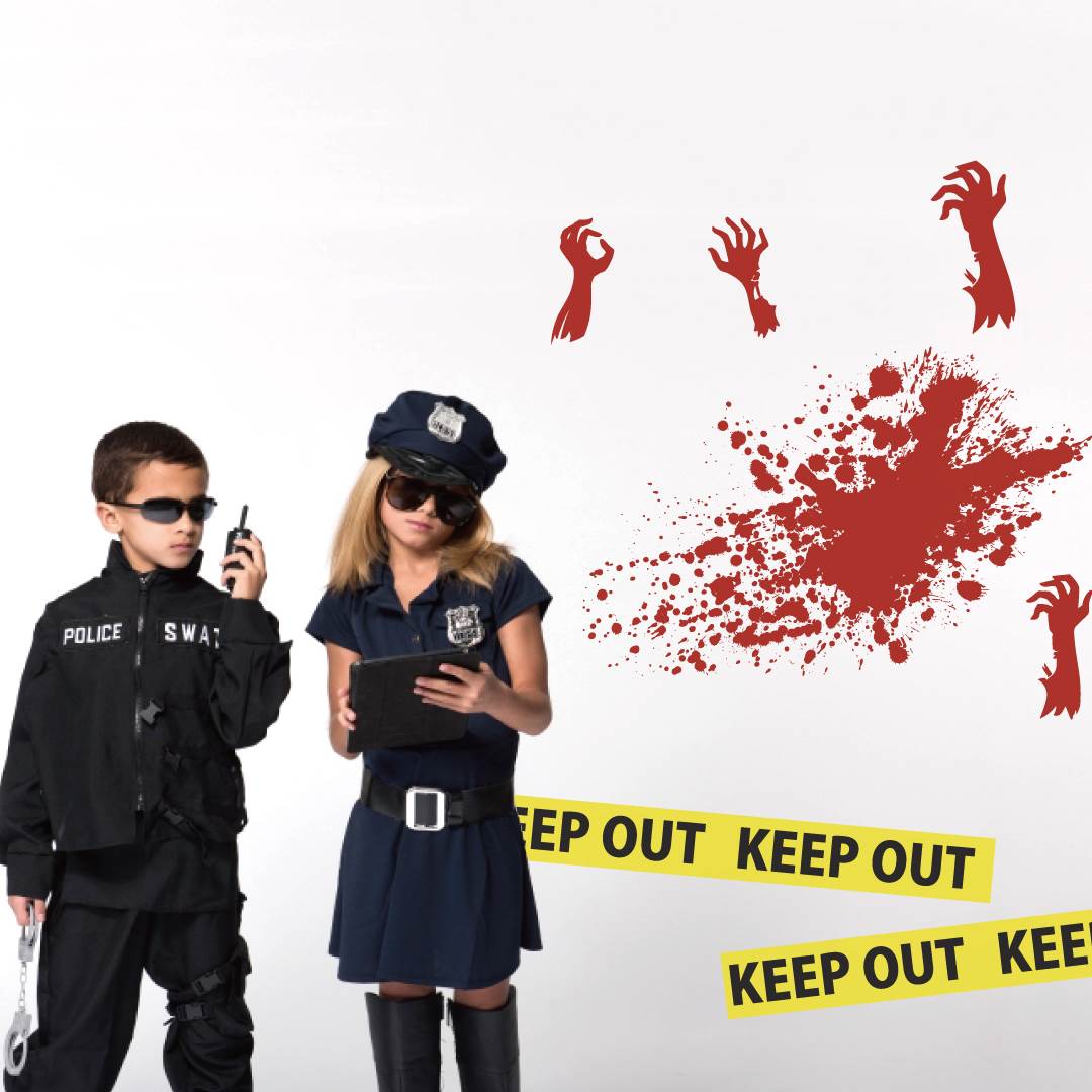 2025年 ハロウィン シール式 ウォールステッカー halloween　ハロウィーン かぼちゃ おばけ ランタン パーティ 文字 魔女 かわいい おしゃれ 大人 trick or treat ハロウィーン お菓子 90×90cm　keepout　血　手　cool　016975の商品画像