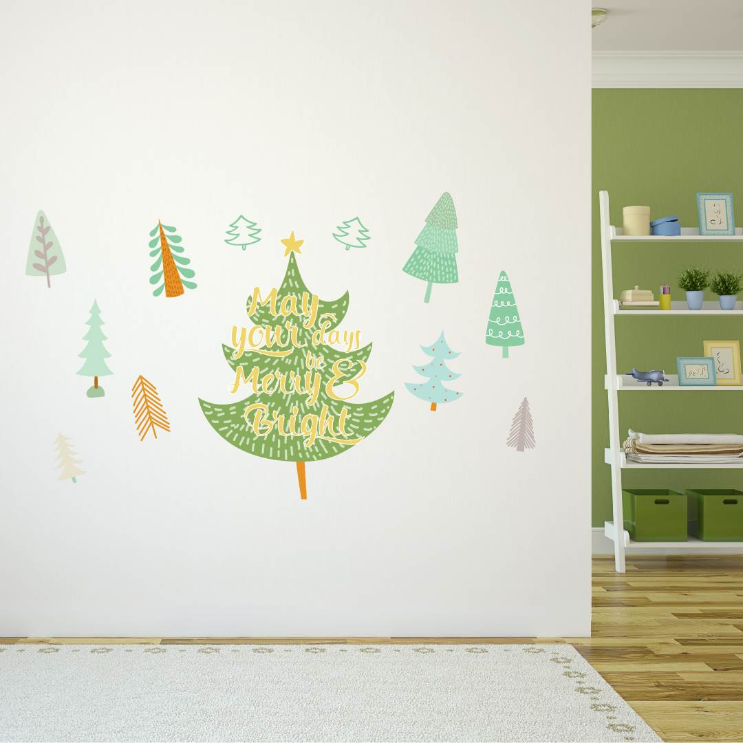 3sizeから選べる！ ウォールステッカー クリスマス Christmas Xmas 飾り 90×90cm Lsize xmas DIY サンタ パーティー サンタ ツリー もみの木 017042 intelli23