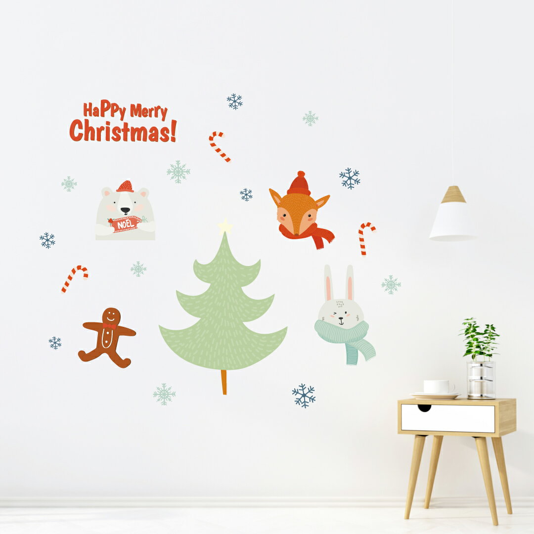 3sizeから選べる！ウォールステッカー 2025 クリスマス Christmas Xmas 飾り 30×30cm 60×60cm 90×90cm Ssize Msize Lsize xmas DIY サンタ パーティー サンタ 動物 ツリー かわいい 017050