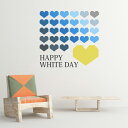 ホワイトデー☆ シール式ウォールステッカー ウォールステッカー 飾り 90×90cm 3月14日 ハート 青 緑 プレゼント whiteday 壁 折り紙ハート...