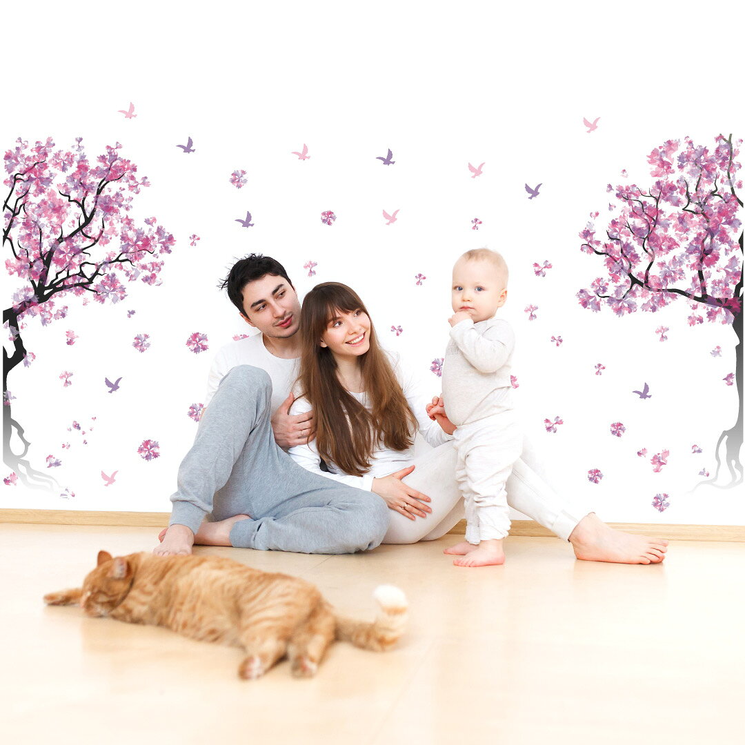 3sizeから選べる！入園入学☆シール式ウォールステッカー　春 spring 桜 梅 花 入園 入学 190×427mm 390×877mm 590×1327mm Ssize Msize Lsize 017191