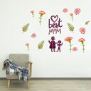母の母の日☆ シール式ウォールステッカー ウォールステッカー 飾り 90×90cm 壁紙 mothers day カーネーション 花 プレゼント bestmom...