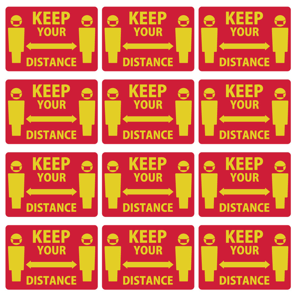 ソーシャルディスタンス☆ウォールステッカー 90×90cm Social distance　社会的距離　ソーシャル・ディスタンス　壁にも　足元にも　赤　Keep Your Distance　017293