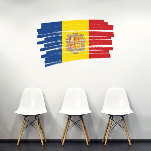国旗☆シール式ウォールステッカー 90×90cm 世界の国旗 world flag 飾り 壁紙 はがせる 剥がせる カッティングシート wall sticker andorra アンドラ 018381