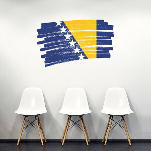 国旗☆シール式ウォールステッカー 90×90cm 世界の国旗 world flag 飾り 壁紙 はがせる 剥がせる カッティングシート wall sticker ボスニア・ヘルツェゴビナ 018403