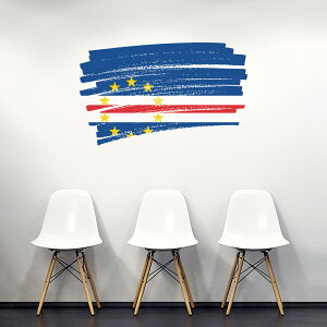 国旗☆シール式ウォールステッカー 90×90cm 世界の国旗 world flag 飾り 壁紙 はがせる 剥がせる カッティングシート wall sticker cape-verde カーボベルデ 018415