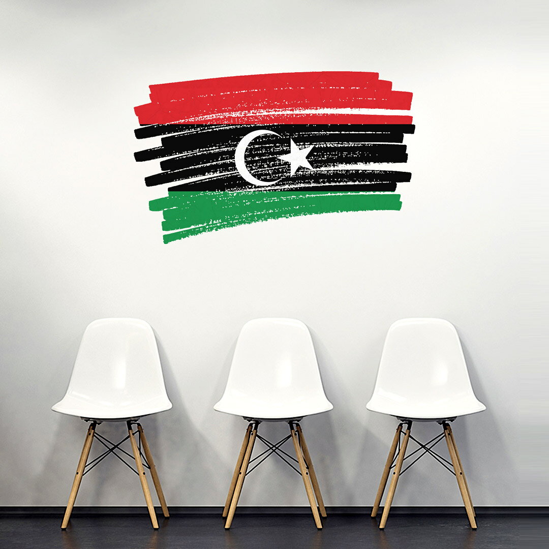 国旗☆シール式ウォールステッカー 90×90cm 世界の国旗 world flag 飾り 壁紙 はがせる 剥がせる カッティングシート wall sticker libya リビア 018491