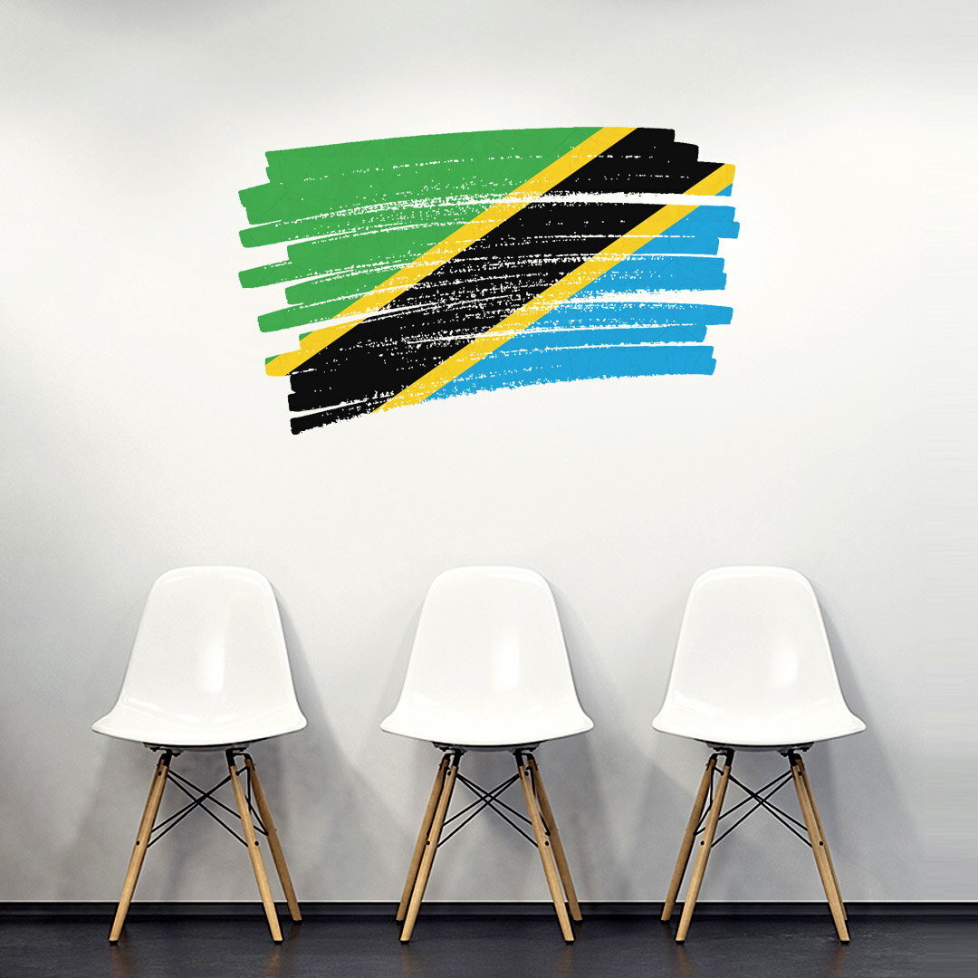 国旗☆シール式ウォールステッカー 90×90cm 世界の国旗 world flag 飾り 壁紙 はがせる 剥がせる カッティングシート wall sticker　tanzania タンザニア　018579