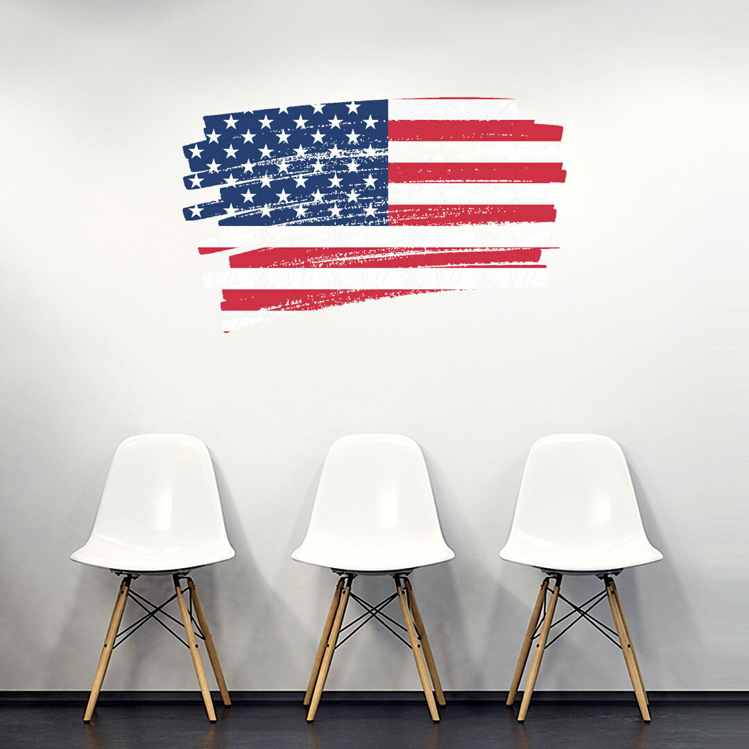 国旗☆シール式ウォールステッカー 90×90cm 世界の国旗 world flag 飾り 壁紙 はがせる 剥がせる カッティングシート wall sticker　united-states アメリカ　018593