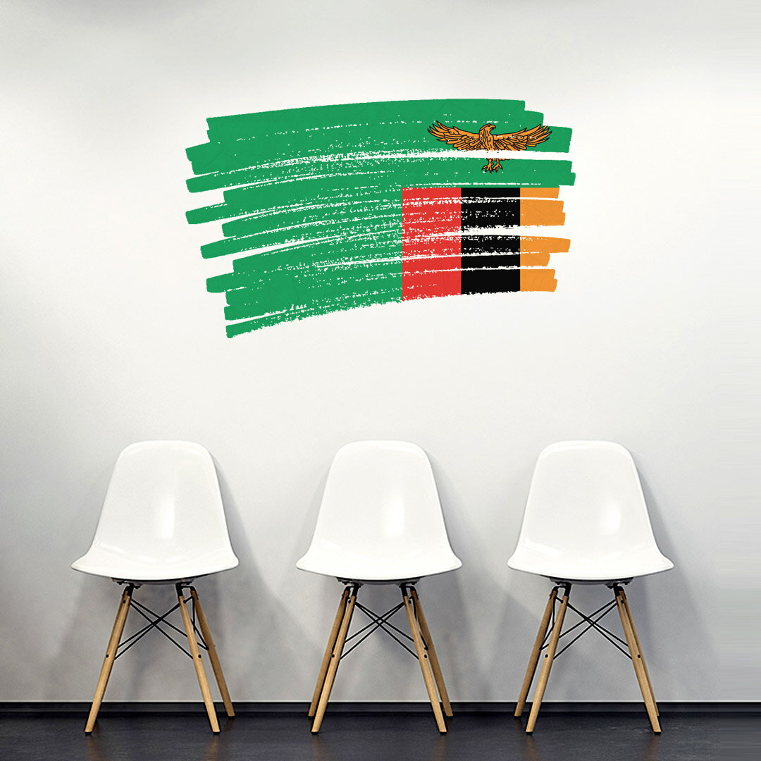 国旗☆シール式ウォールステッカー 90×90cm 世界の国旗 world flag 飾り 壁紙 はがせる 剥がせる カッティングシート wall sticker　zambia ザンビア　018604