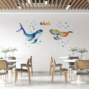 夏☆シール式ウォールステッカー summer 夏休み 祭り ひまわり 海 太陽 飾り Lsize 590×1327mm くじら whale 032442