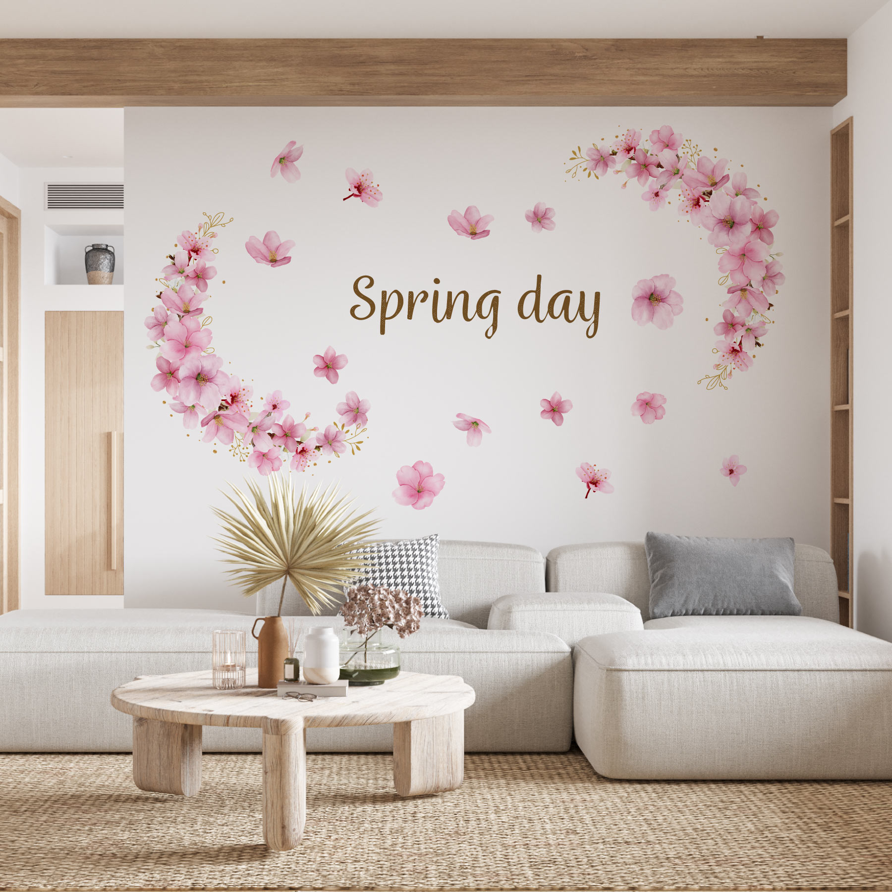 3sizeから選べる！春の花☆シール式ウォールステッカー spring 入園 入学 卒園 卒業 190×427mm 390×877mm 590×1327mm Ssize Msize Lsize wsn-034167-ws 桜 花びら