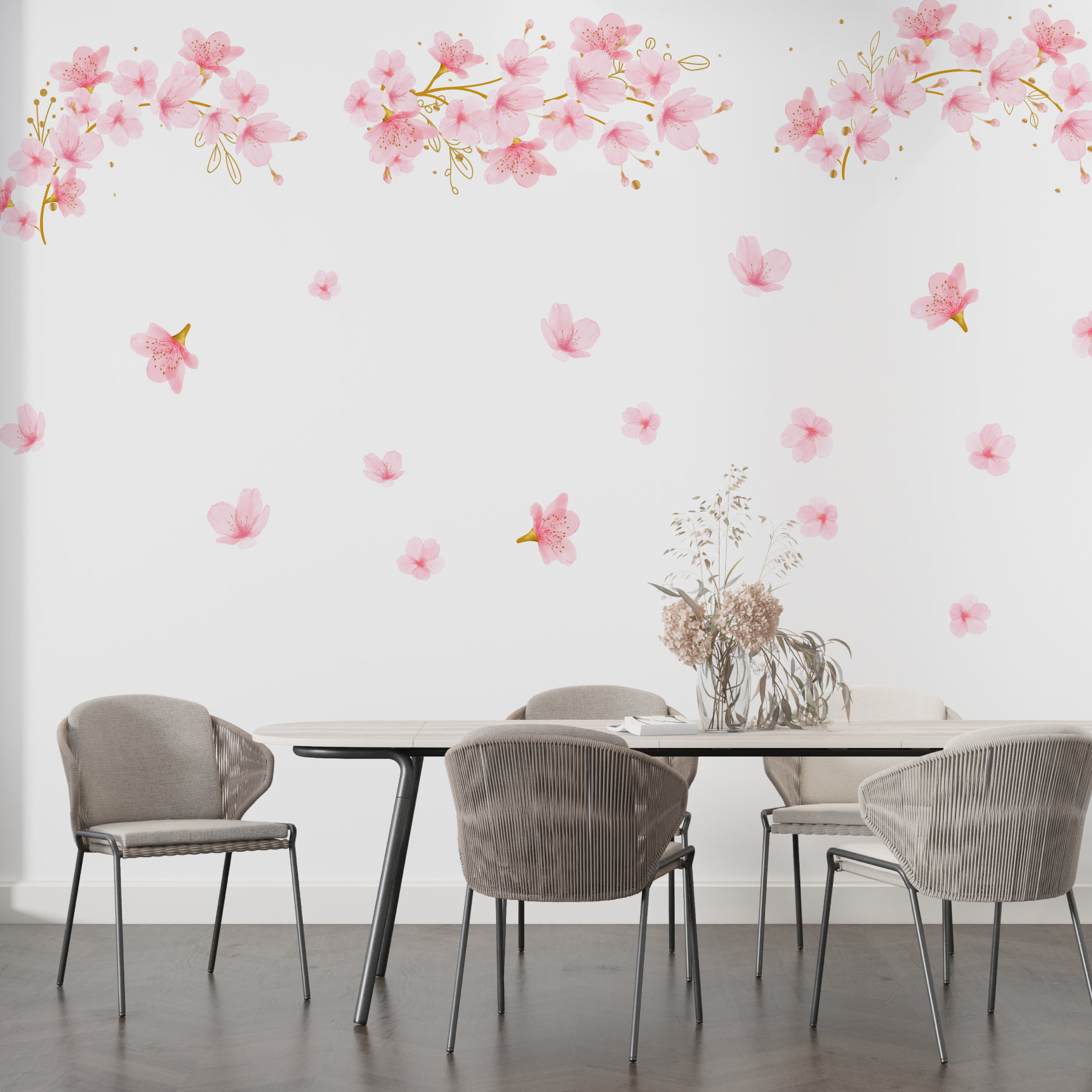 3sizeから選べる！春の花☆シール式ウォールステッカー spring 入園 入学 卒園 卒業 190×427mm 390×877m..