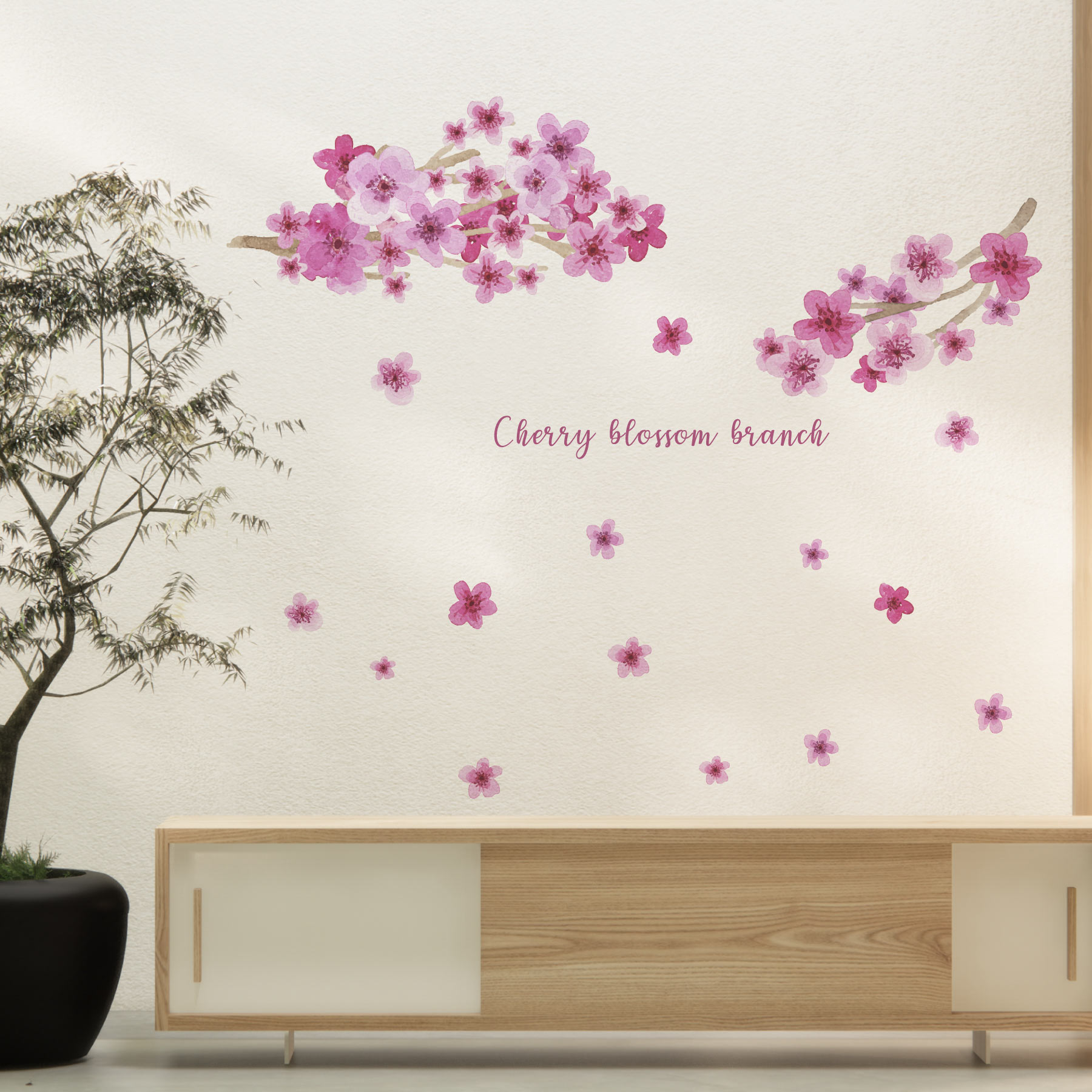 3sizeから選べる！春の花☆シール式ウォールステッカー spring 入園 入学 卒園 卒業 190×427mm 390×877mm 590×1327mm Ssize Msize Lsize　wsn-034181-ws 桜 花びら