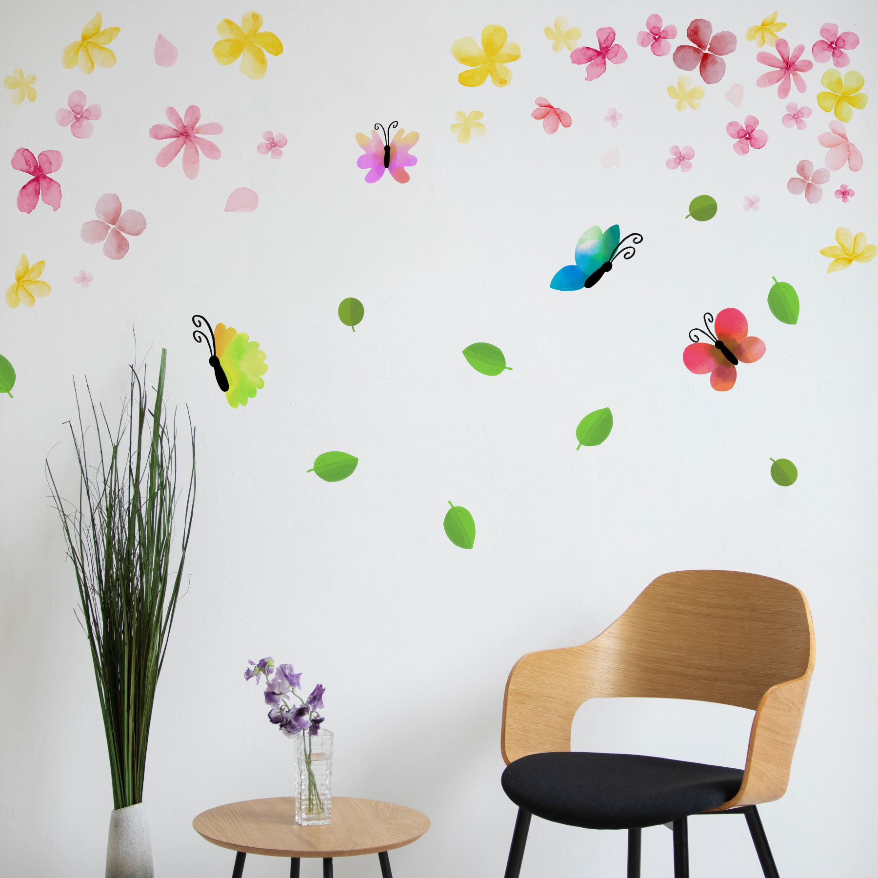 3sizeから選べる！春の花☆シール式ウォールステッカー spring 入園 入学 卒園 卒業 190×427mm 390×877m..