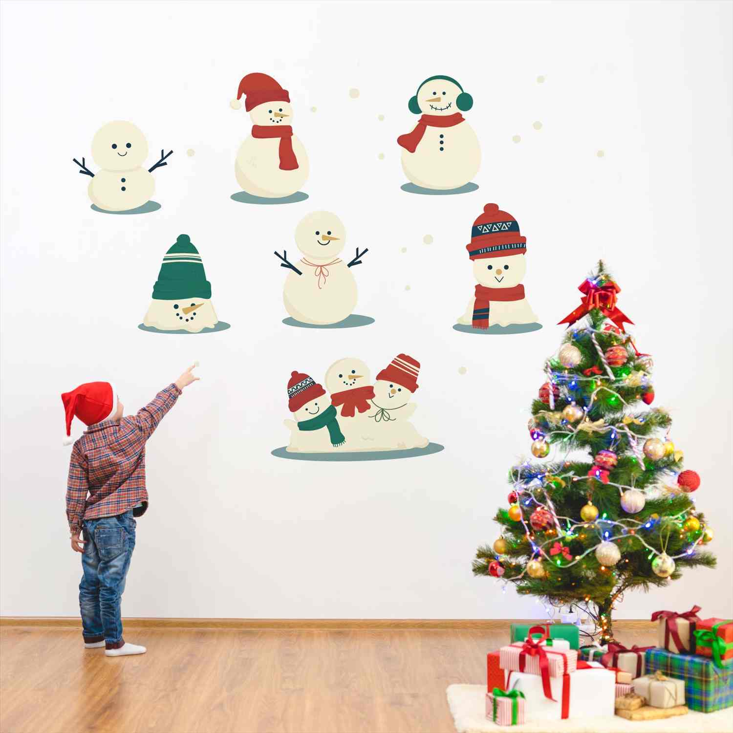 3sizeから選べる！2025 クリスマス☆シール式ウォールステッカー 190×427mm 390×877mm 590×1328mm Ssize..