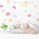 3sizeから選べる!お正月ウォールステッカー 2026年 うま年 午年 馬 newyear 謹賀新年 飾り 590×1327mm 390×877mm 190×427mm かわいい 花 パステル 016749