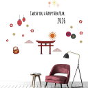 3sizeから選べる!お正月ウォールステッカー 2026年 うま年 午年 馬 newyear 謹賀新年 飾り 590×1327mm 390×877mm 190×427mm 鳥居 017101
