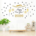 3sizeから選べる!お正月ウォールステッカー 2026年 うま年 午年 馬 newyear 謹賀新年 飾り 590×1327mm 390×877mm 190×427mm文字 星 017120