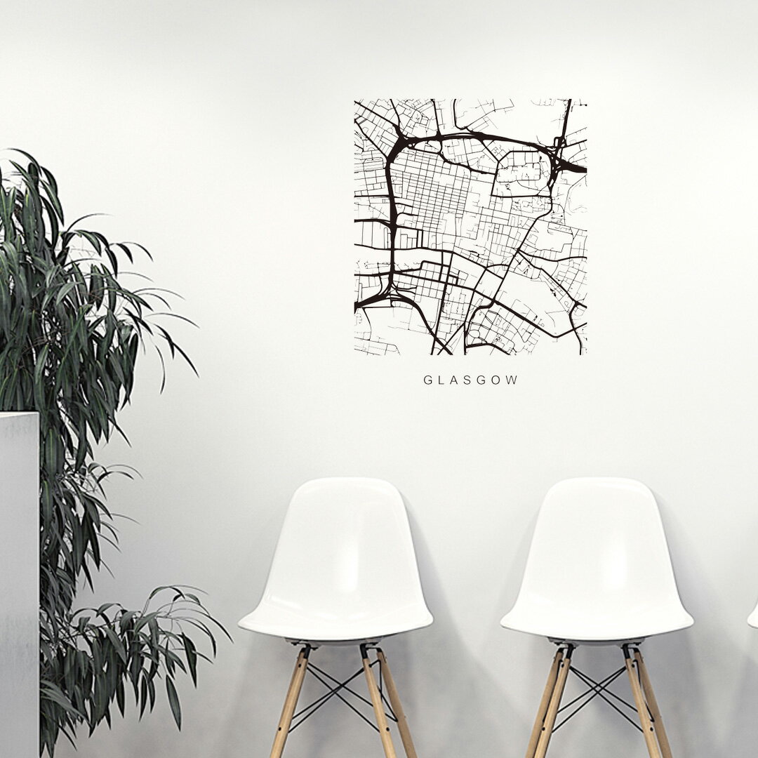 世界の都市MAP☆シール式ウォールステッカー 60×60cm wall sticker 地図 ストリートマップ street map world city都市地図 世界地図 050133 Glasgow, Scotland
