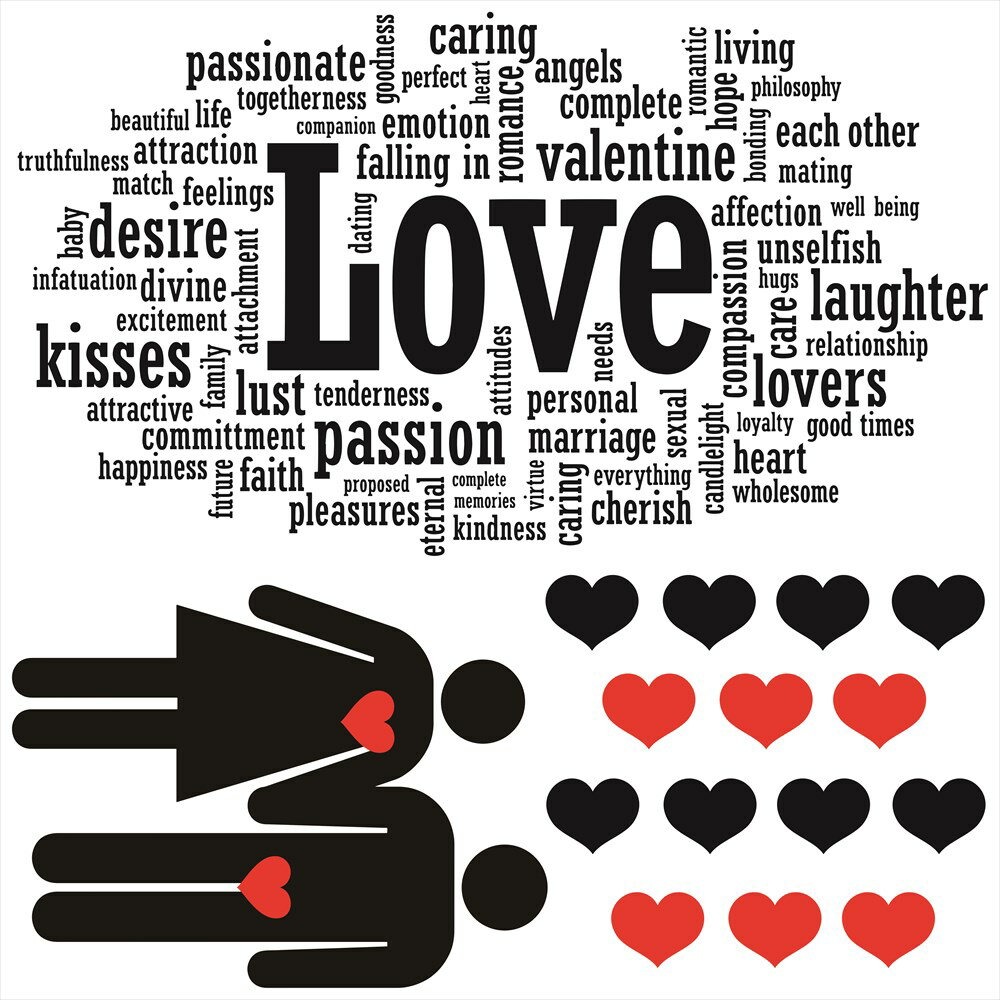 バレンタイン☆ シール式ウォールステッカー バレンタイン ウォールステッカー 飾り 60×60cm シール式 装飾 Valentine チョコ ハート love 壁紙 はがせる 剥がせる カッティングシート wall sticker 雑貨 DIY 013107 wsm