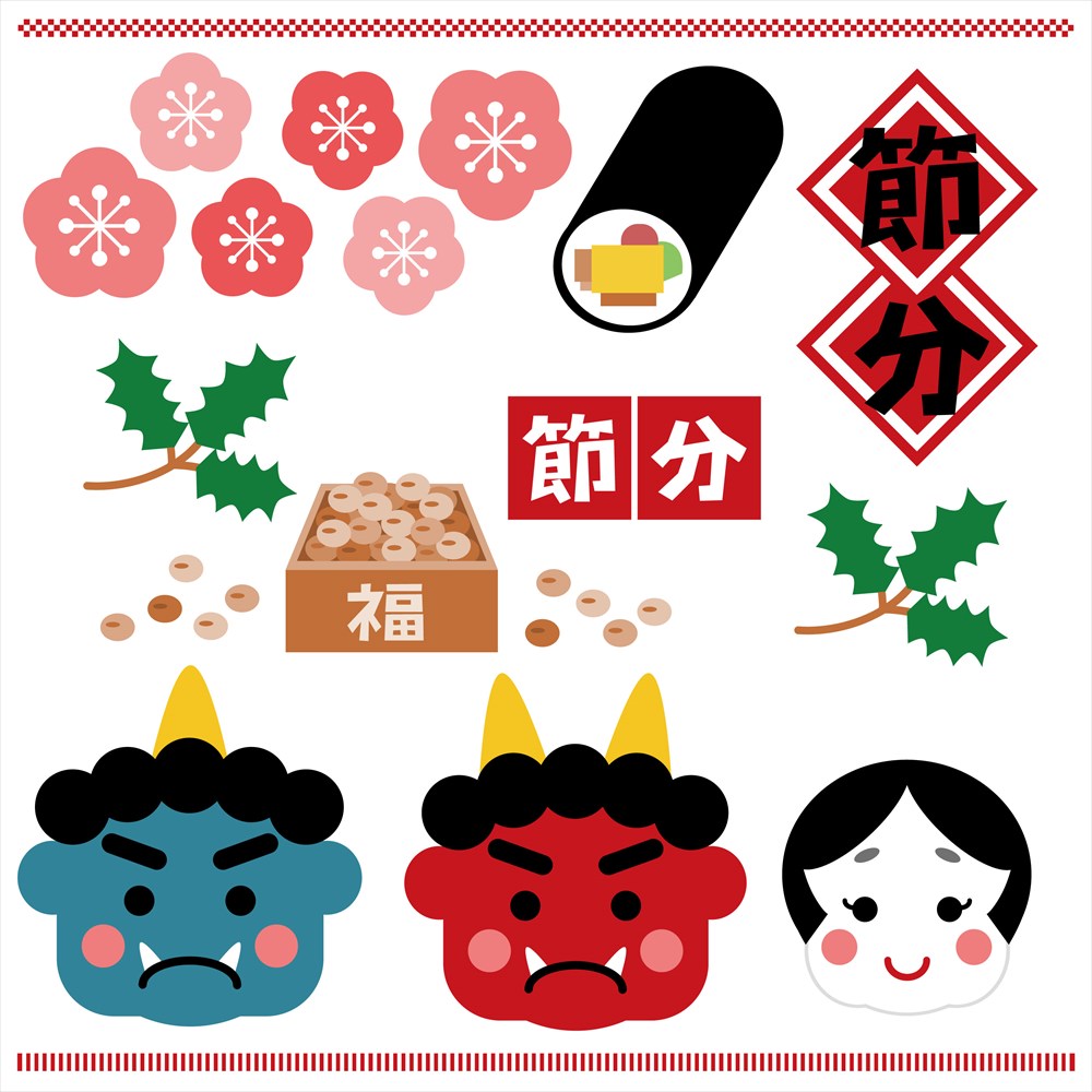 節分☆ シール式ウォールステッカー 節分 ウォールステッカー 飾り 400×900mm シール式 装飾 鬼 福 恵方..