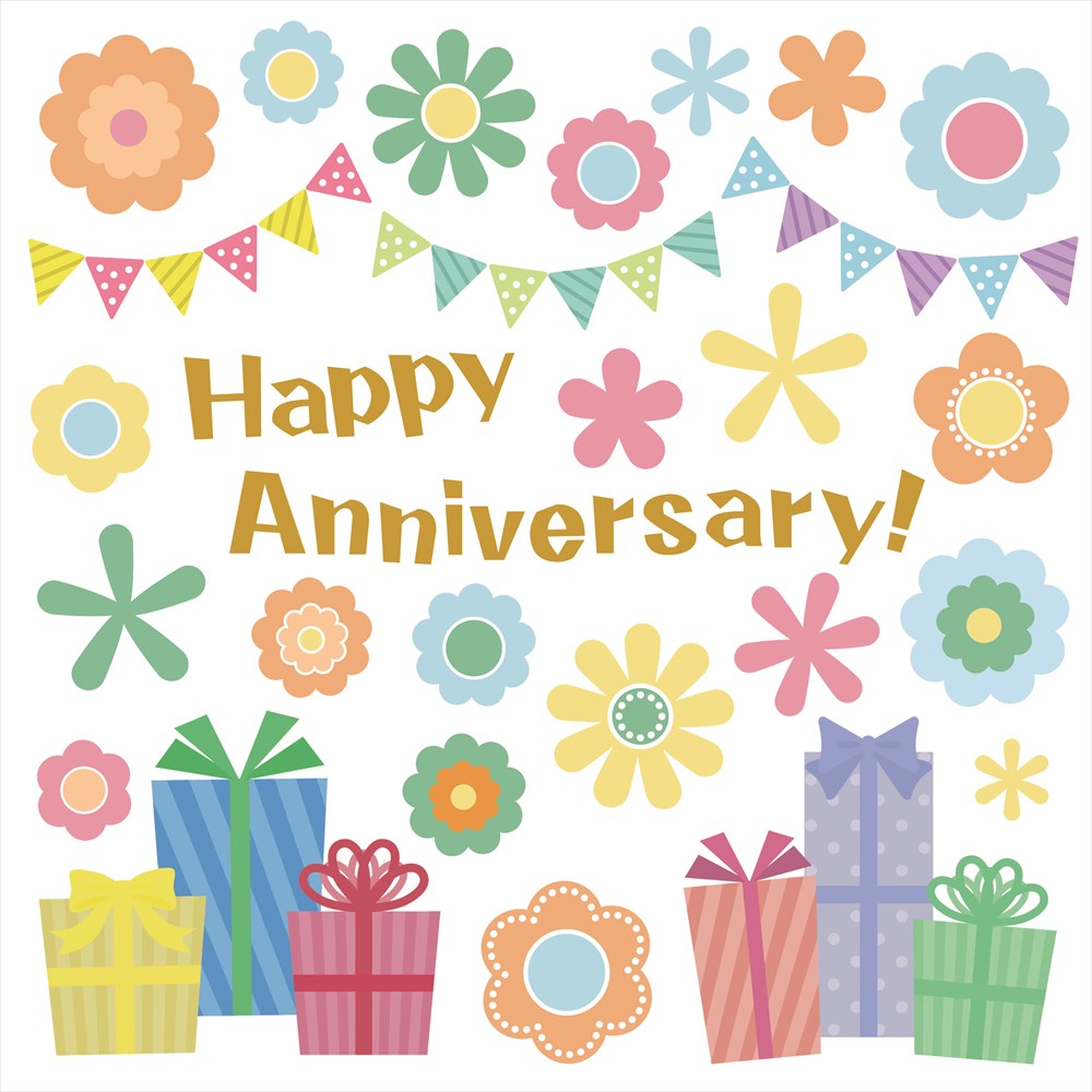 誕生日☆ シール式ウォールステッカー　誕生日 ウォールステッカー 飾り 60×60cm シール式 ケーキ ガーランド ガーラント バースデーパーティ飾り 風船 バルーン 壁紙 はがせる 剥がせる お祝い パーティ DIY Anniversary 015225のサムネイル