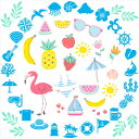 夏☆シール式ウォールステッカー summer 夏休み 祭り ひまわり 海 太陽 SURF 飾り 60×60cm 剥がせる カッティングシート wall sticker 雑貨 016549