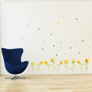 夏☆シール式ウォールステッカー summer 夏休み 祭り ひまわり 海 太陽 SURF 飾り 60×60cm 剥がせる カッティングシート wall sticker 雑貨 ひまわり 花 フラワー 016918