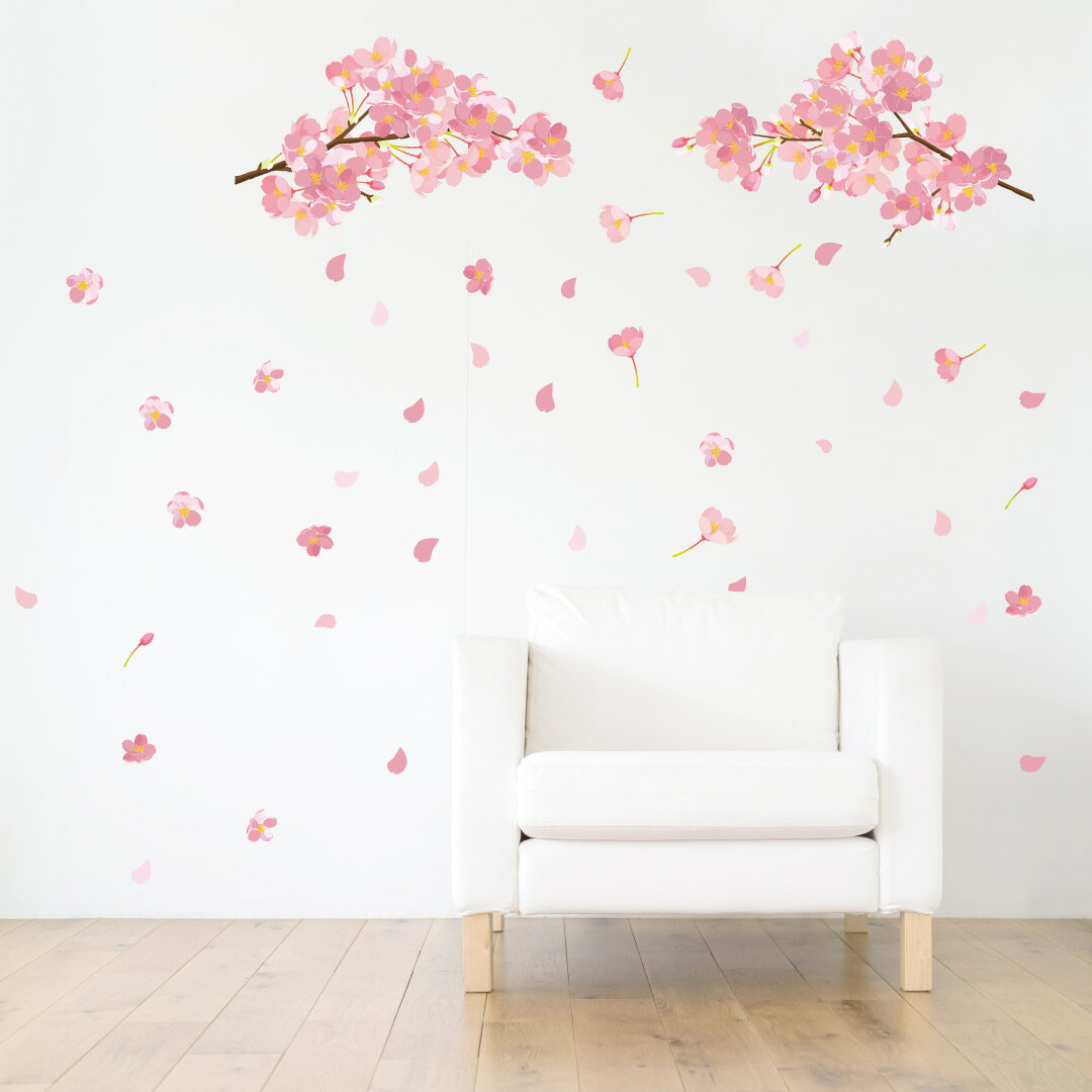 入園入学☆ シール式ウォールステッカー ウォールステッカー 飾り 400×900mm 春 spring 桜 梅 花 入園 ..
