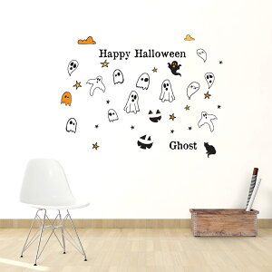 ハロウィン☆シール式ウォールステッカー halloween　ハロウィーン パーティ 文字 魔女 お菓子 60×60cm 017427 Halloween　ハロウィン　ハロウィーン おばけ　かわいい