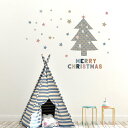 ウォールステッカー クリスマス Christmas Xmas 飾り 60×60cm Msize シール式 装飾 オーナメント ツリー リース xmas Xmas　DIY サンタ パーティー 017586 クリスマス　ウォールステッカー くすみカラー　ツリー　星