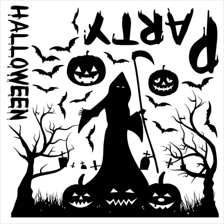 2025年 ハロウィン シール式 ウォールステッカー halloween ハロウィーン かぼちゃ おばけ ランタン パーティ 文字 魔女 かわいい おしゃれ 大人 trick or treat ハロウィーン お菓子 30×30cm 013071 ウォールステッカー