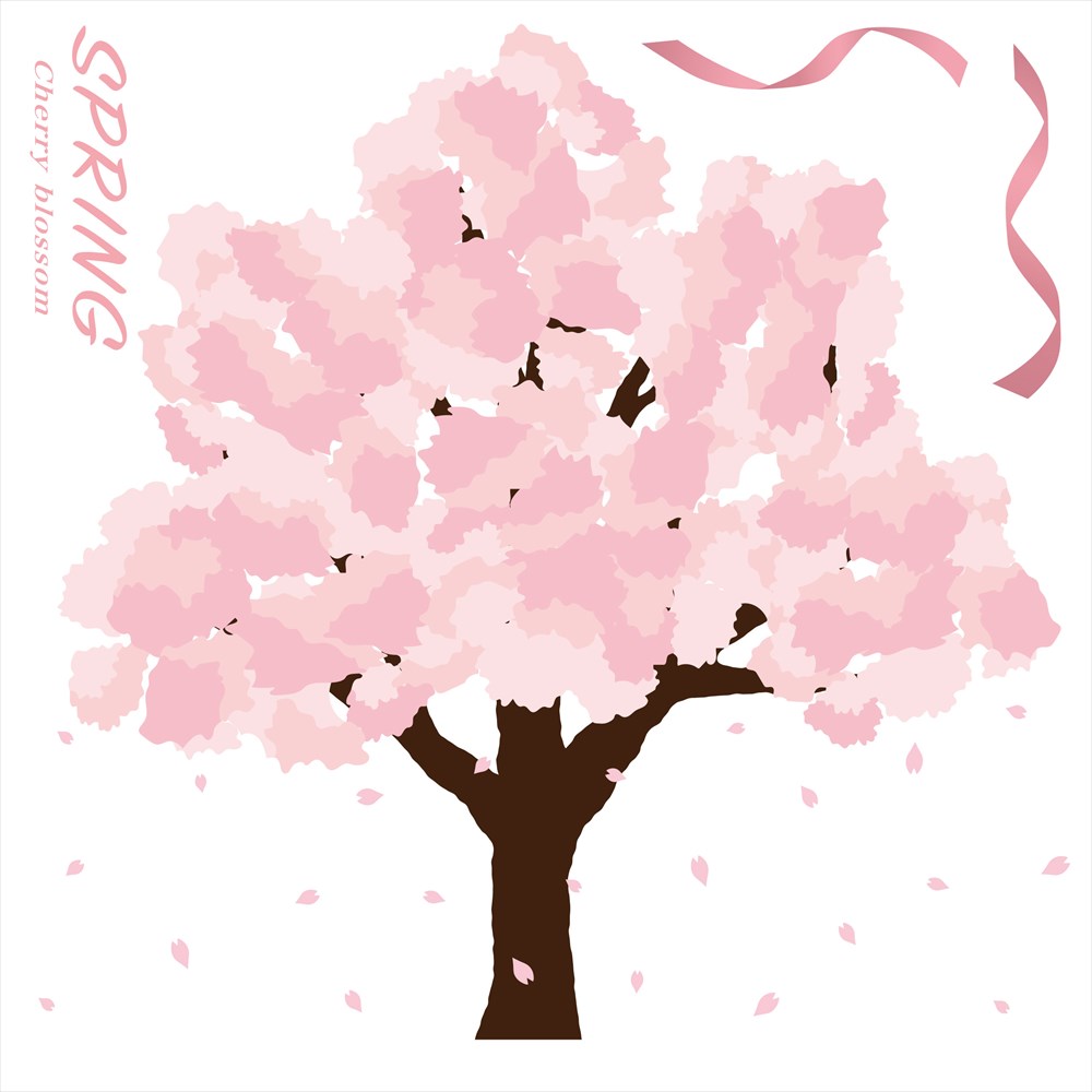 入園入学☆ シール式ウォールステッカー ウォールステッカー 飾り 30×30cm 春 spring 桜 梅 花 入園 入..