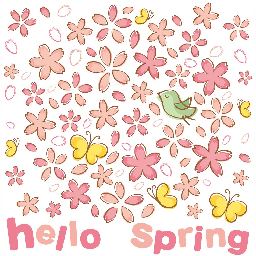 入園入学☆ シール式ウォールステッカー ウォールステッカー 飾り 30×30cm 春 spring 桜 梅 花 入園 入..