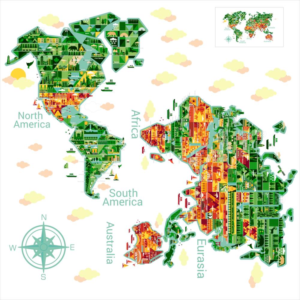 地図☆ シール式ウォールステッカー ウォールステッカー 飾り 30×30cm 世界地図 日本地図 world map japan 大陸 剥がせる カッティングシート wall sticker 雑貨 DIY 016014