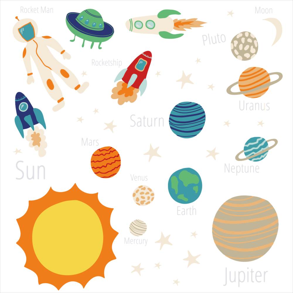 ウォールステッカー 飾り 190×427mm シール式 装飾 おしゃれ 壁紙 はがせる 剥がせる カッティングシート wall sticker 雑貨 ガラス 窓 DIY プチリフォーム パーティー イベント 賃貸 プラネット 地球 アース 月 月の満ち欠け 太陽系 solar system 016097