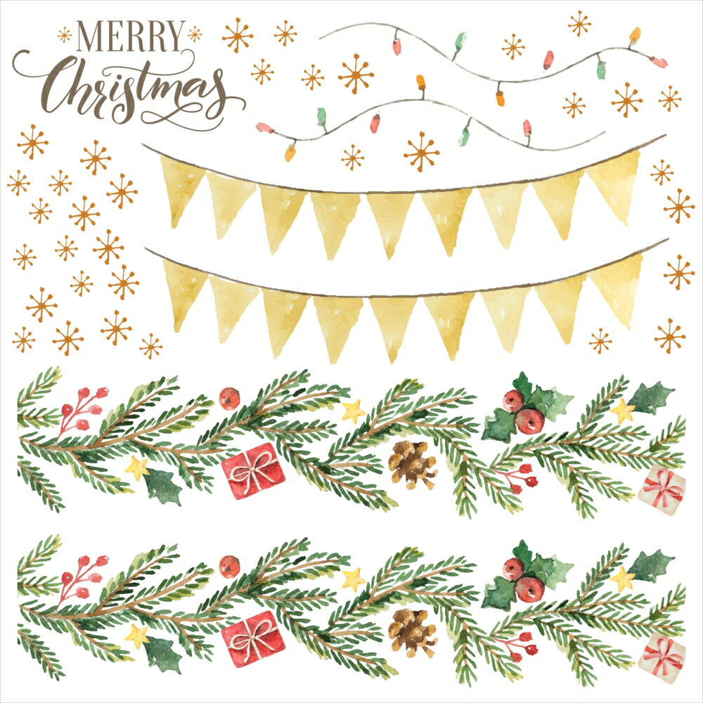 ウォールステッカー クリスマス Christmas 飾り 30×30cm Ssize シール式 装飾 オーナメント ツリー リース 2020 xmas Xmas　壁紙 はがせる 剥がせる カッティングシート wall sticker 雑貨 DIY サンタ プチリフォーム パーティー イベント 賃貸 サンタ